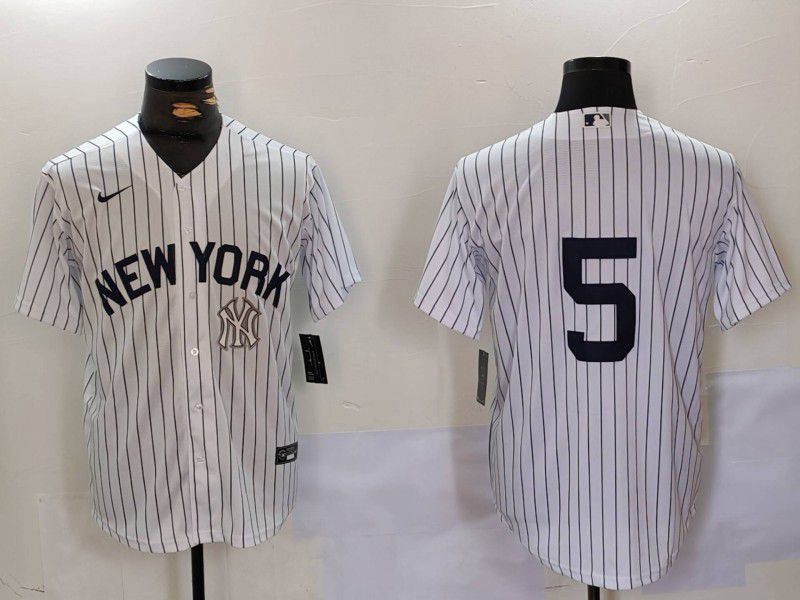 Men New York Yankees #5 No Name White stripe Game 2024 Nike MLB Jersey style 9023->san francisco 49ers->NFL Jersey